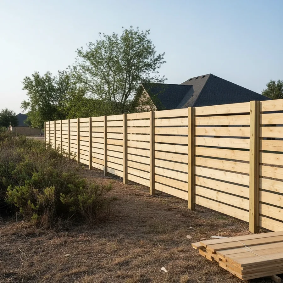Cedar wood fence construction detail
