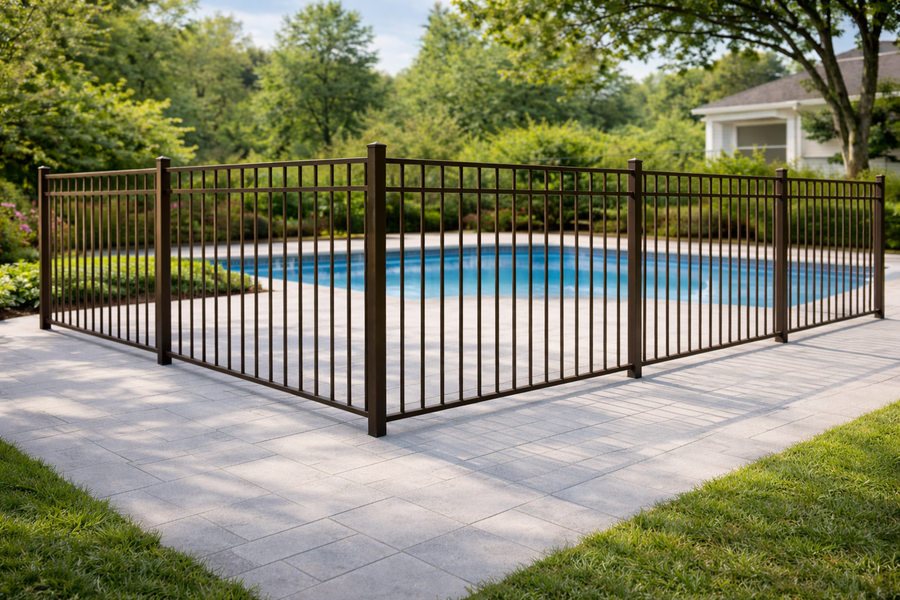 3-Rail Flat Top aluminum & ornamental fences style by Ronnie Custom Fence