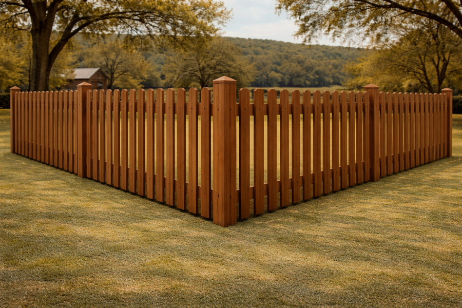 Dog Ear Picket wood privacy fences style by Ronnie Custom Fence