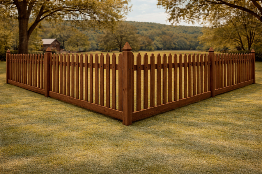 Pointed Picket wood privacy fences style by Ronnie Custom Fence